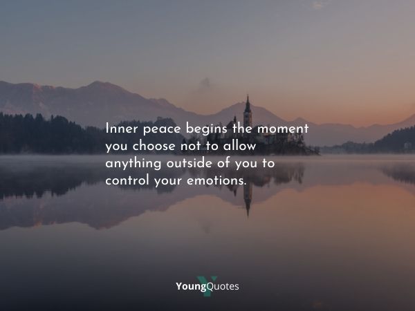 Inner peace begins the moment you choose not to allow anything outside of you to control your emotions.