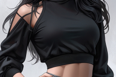 Default_a_close_up_of_a_woman_in_a_black_top_and_leather_short_2-1