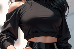 Default_a_close_up_of_a_woman_in_a_black_top_and_leather_short_4-1