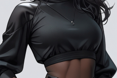 Default_a_close_up_of_a_woman_in_a_black_top_and_leather_short_7-1